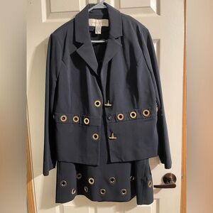 Doncaster Navy Blazer & Skirt with Gold Eyelets